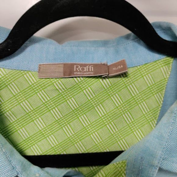 Raffi Linea Uomo Italy Men's Casual Shirt Blue/Yellow XL - Picture 3 of 9